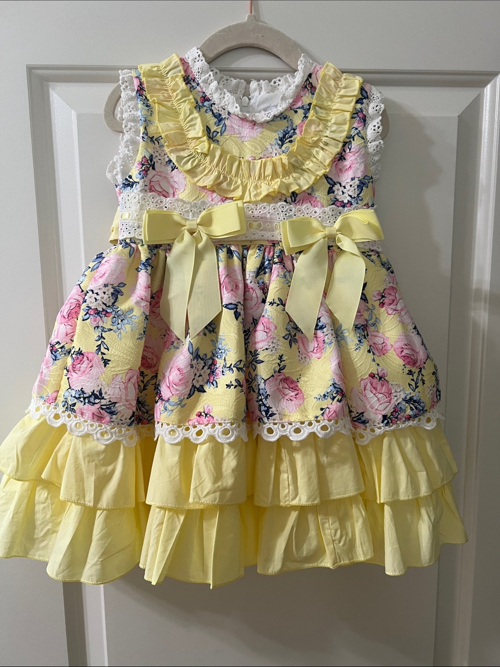 NWOT Beau Kid Yellow Floral Ruffle Bow Girls' Dress
